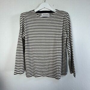 Cap. Frehel Womens Navy White Striped Long-Sleeve Cotton Shirt Size 44 Casual
